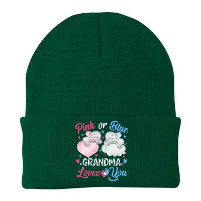 Pink Or Blue Grandma Loves You Elephants-baby Gender Reveal Knit Cap Winter Beanie