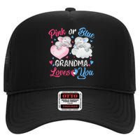 Pink Or Blue Grandma Loves You Elephants-baby Gender Reveal High Crown Mesh Back Trucker Hat