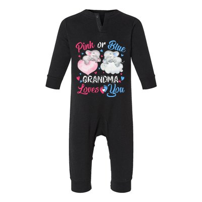 Pink Or Blue Grandma Loves You Elephants-baby Gender Reveal Infant Fleece One Piece