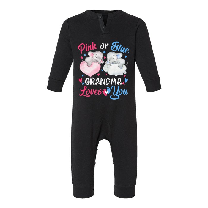 Pink Or Blue Grandma Loves You Elephants-baby Gender Reveal Infant Fleece One Piece