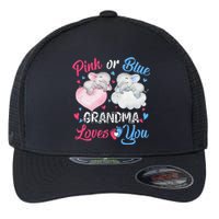 Pink Or Blue Grandma Loves You Elephants-baby Gender Reveal Flexfit Unipanel Trucker Cap