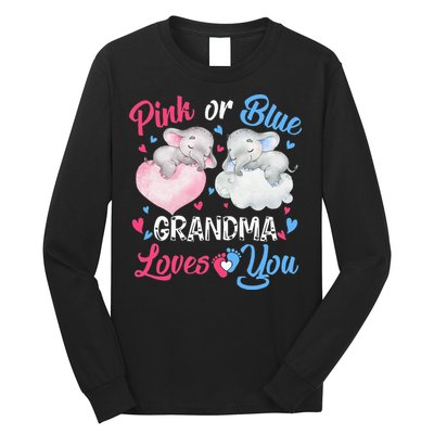 Pink Or Blue Grandma Loves You Elephants-baby Gender Reveal Long Sleeve Shirt