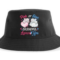 Pink Or Blue Grandma Loves You Elephants-baby Gender Reveal Sustainable Bucket Hat