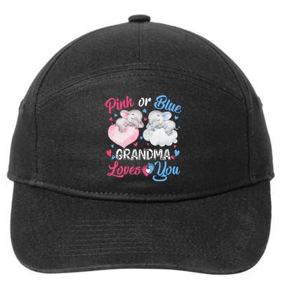 Pink Or Blue Grandma Loves You Elephants-baby Gender Reveal 7-Panel Snapback Hat