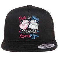 Pink Or Blue Grandma Loves You Elephants-baby Gender Reveal Flat Bill Trucker Hat