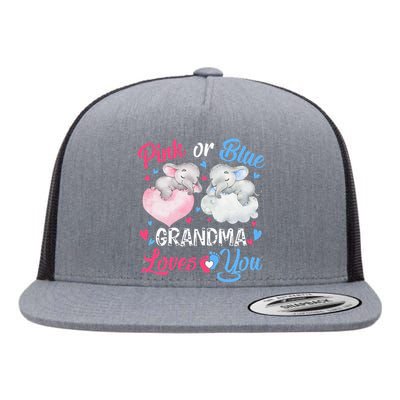 Pink Or Blue Grandma Loves You Elephants-baby Gender Reveal Flat Bill Trucker Hat