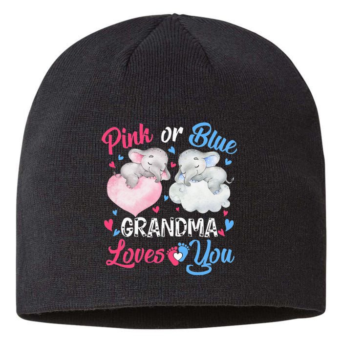 Pink Or Blue Grandma Loves You Elephants-baby Gender Reveal Sustainable Beanie