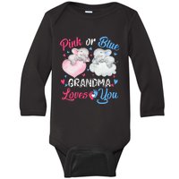 Pink Or Blue Grandma Loves You Elephants-baby Gender Reveal Baby Long Sleeve Bodysuit