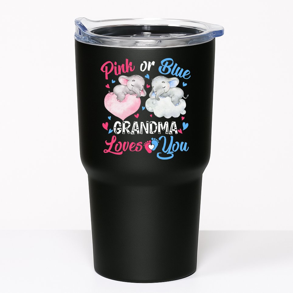 Pink Or Blue Grandma Loves You Elephants-baby Gender Reveal Tumbler