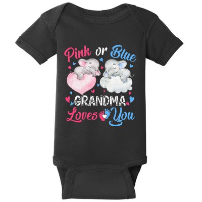 Pink Or Blue Grandma Loves You Elephants-baby Gender Reveal Baby Bodysuit