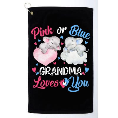 Pink Or Blue Grandma Loves You Elephants-baby Gender Reveal Golf Towel