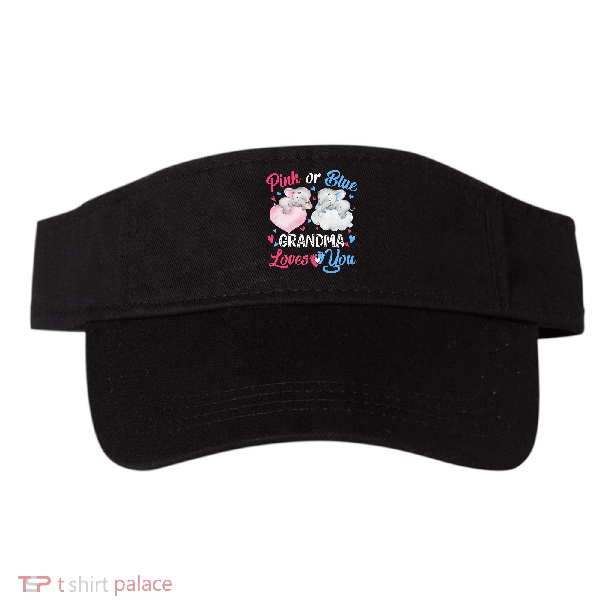 Pink Or Blue Grandma Loves You Elephants-baby Gender Reveal Visor