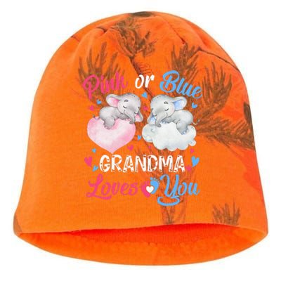 Pink Or Blue Grandma Loves You Elephants-baby Gender Reveal Kati - Camo Knit Beanie