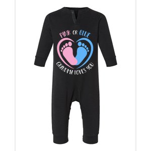 Pink or Blue Grandma Loves You Gender Reveal Infant Fleece One Piece