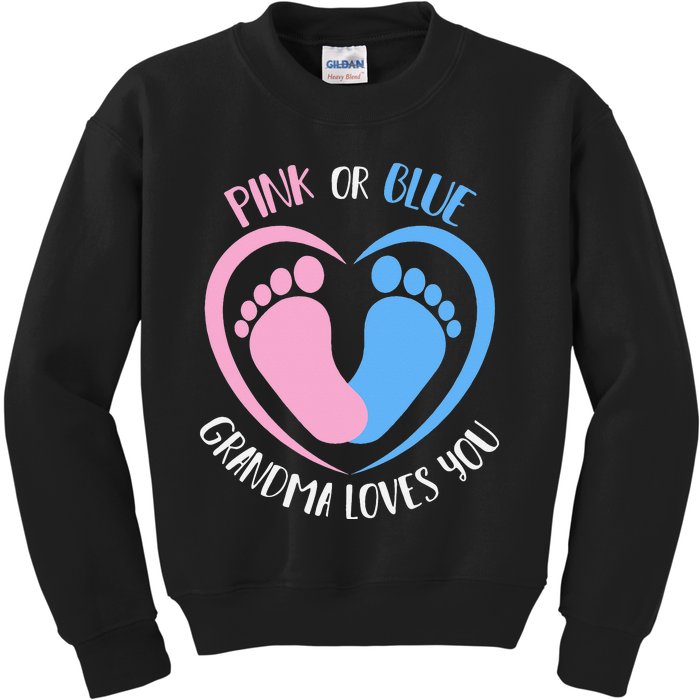 Pink or Blue Grandma Loves You Gender Reveal Kids Sweatshirt