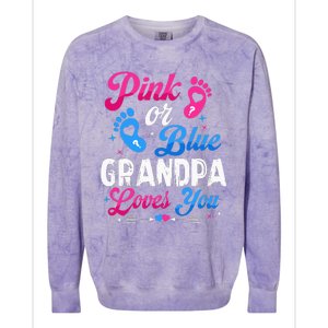 Pink Or Blue Grandpa Loves You Baby Gender Reveal Keeper Colorblast Crewneck Sweatshirt