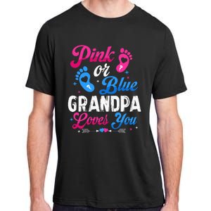 Pink Or Blue Grandpa Loves You Baby Gender Reveal Keeper Adult ChromaSoft Performance T-Shirt