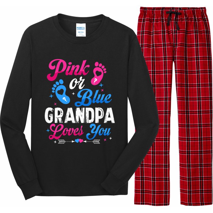 Pink Or Blue Grandpa Loves You Baby Gender Reveal Keeper Long Sleeve Pajama Set