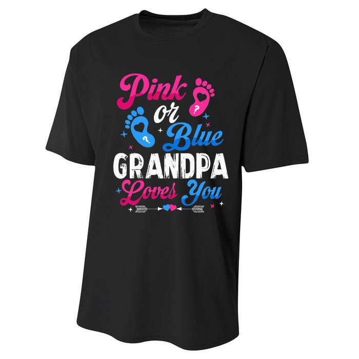 Pink Or Blue Grandpa Loves You Baby Gender Reveal Keeper Performance Sprint T-Shirt