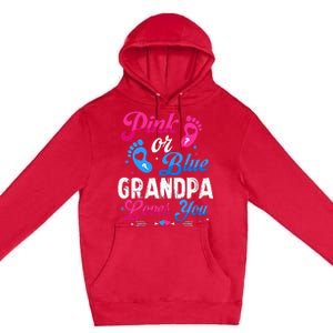 Pink Or Blue Grandpa Loves You Baby Gender Reveal Keeper Premium Pullover Hoodie