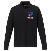 Pink or Blue Heart Great Aunt Loves You Shower Gender Reveal Performance Long Sleeve Polo