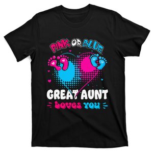 Pink or Blue Heart Great Aunt Loves You Shower Gender Reveal T-Shirt