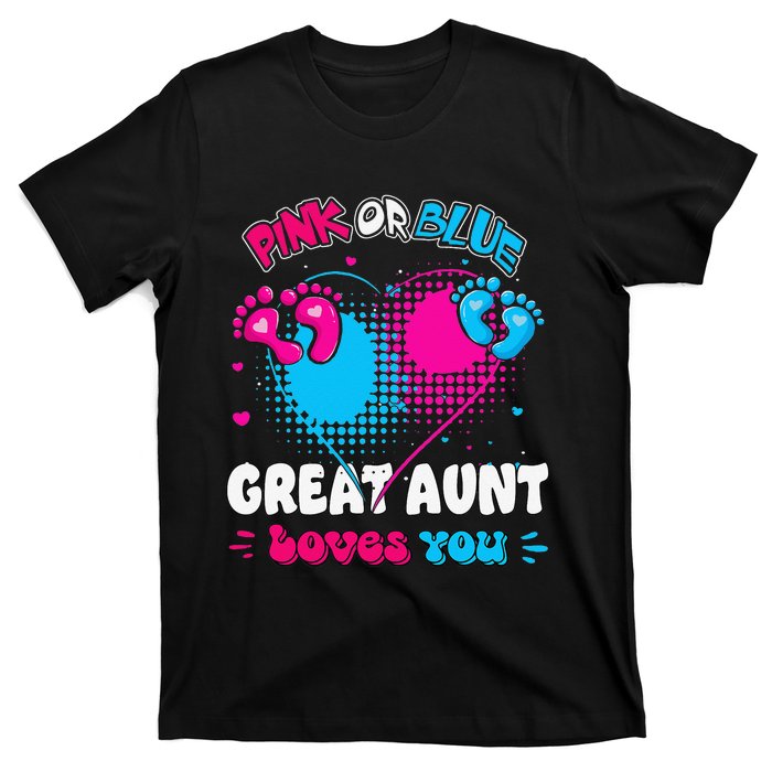 Pink or Blue Heart Great Aunt Loves You Shower Gender Reveal T-Shirt