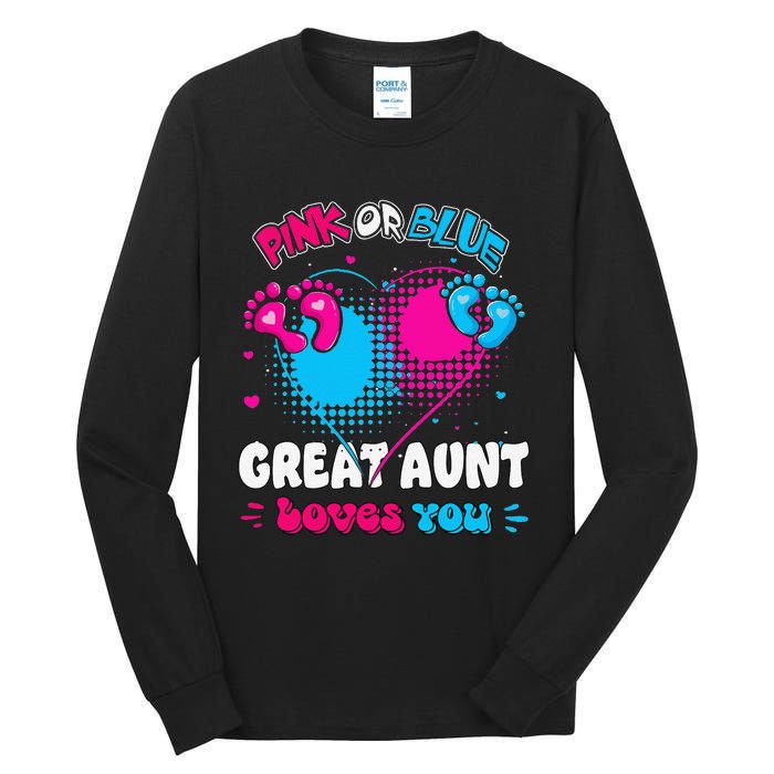 Pink or Blue Heart Great Aunt Loves You Shower Gender Reveal Tall Long Sleeve T-Shirt