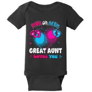 Pink or Blue Heart Great Aunt Loves You Shower Gender Reveal Baby Bodysuit