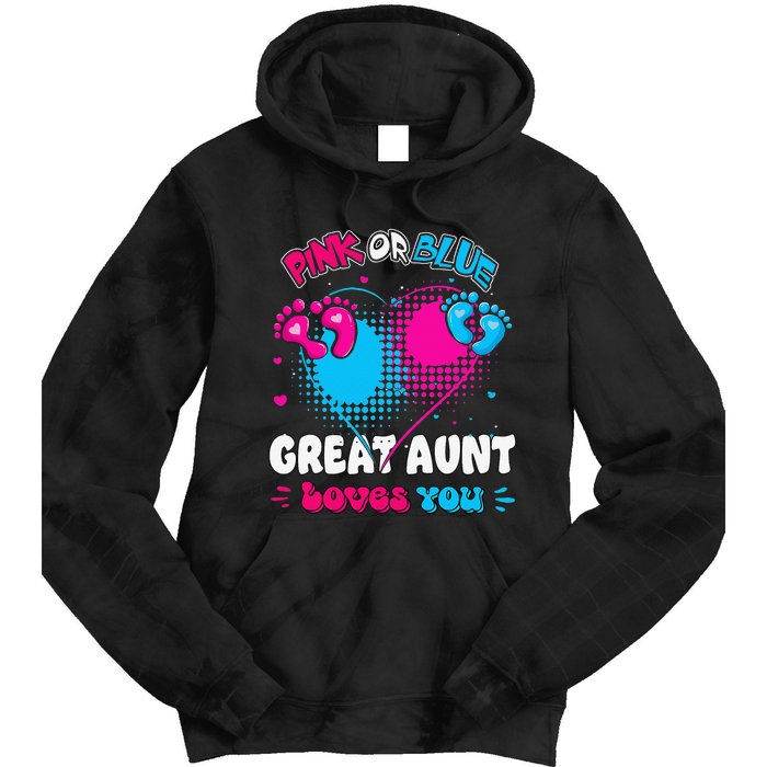 Pink or Blue Heart Great Aunt Loves You Shower Gender Reveal Tie Dye Hoodie