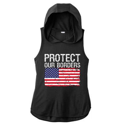 Protect Our Borders Law Enforcement Legal Immigration Ladies PosiCharge Tri-Blend Wicking Draft Hoodie Tank