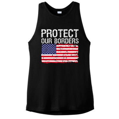 Protect Our Borders Law Enforcement Legal Immigration Ladies PosiCharge Tri-Blend Wicking Tank