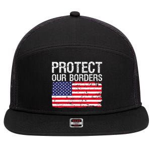 Protect Our Borders Law Enforcement Legal Immigration 7 Panel Mesh Trucker Snapback Hat