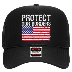 Protect Our Borders Law Enforcement Legal Immigration High Crown Mesh Back Trucker Hat