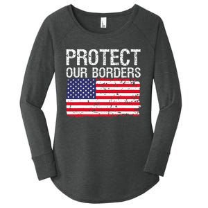 Protect Our Borders Law Enforcement Legal Immigration Women's Perfect Tri Tunic Long Sleeve Shirt