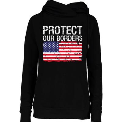 Protect Our Borders Law Enforcement Legal Immigration Womens Funnel Neck Pullover Hood