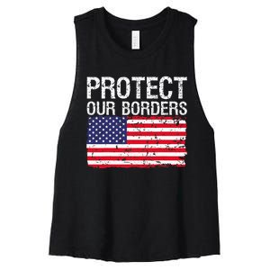 Protect Our Borders Law Enforcement Legal Immigration Women's Racerback Cropped Tank