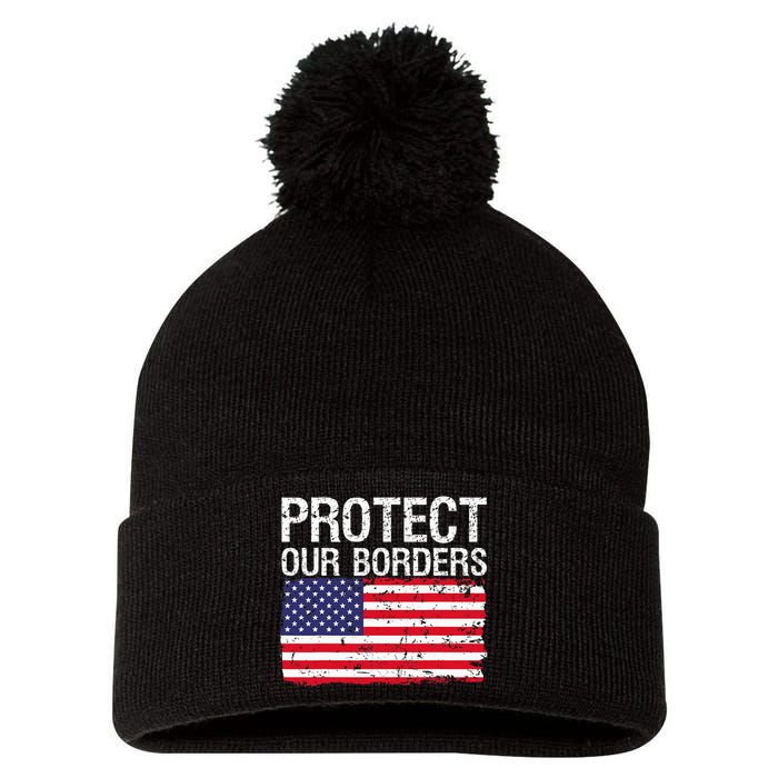 Protect Our Borders Law Enforcement Legal Immigration Pom Pom 12in Knit Beanie