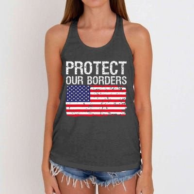 Protect Our Borders Law Enforcement Legal Immigration Women's Knotted Racerback Tank