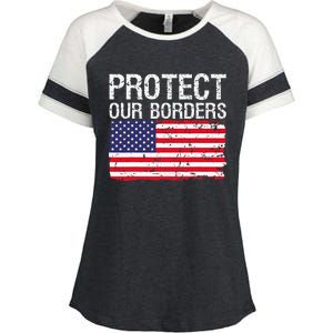 Protect Our Borders Law Enforcement Legal Immigration Enza Ladies Jersey Colorblock Tee