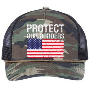 Protect Our Borders Law Enforcement Legal Immigration Retro Rope Trucker Hat Cap