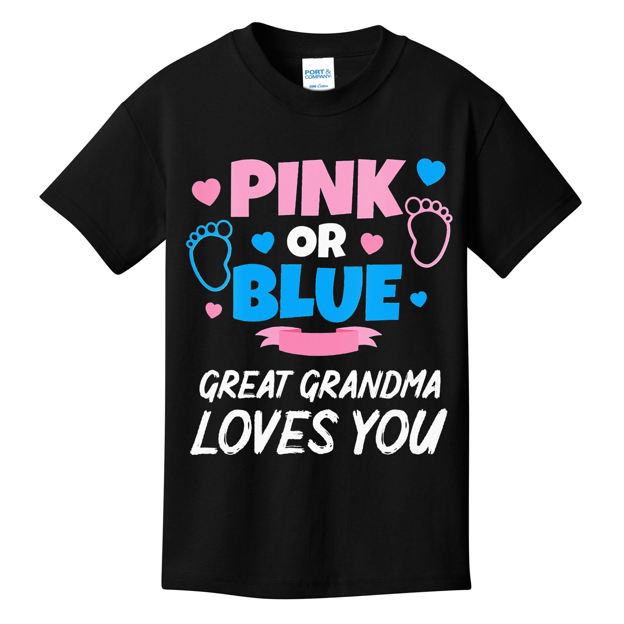 Pink Or Blue Great Grandma Loves You Baby Gender Reveal Kids T-Shirt