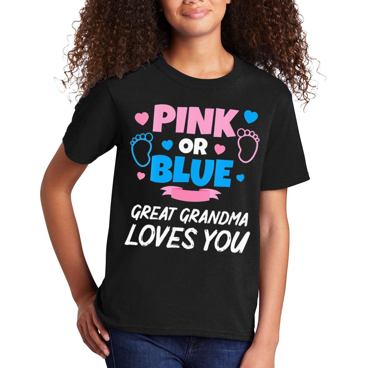 Pink Or Blue Great Grandma Loves You Baby Gender Reveal Kids T-Shirt