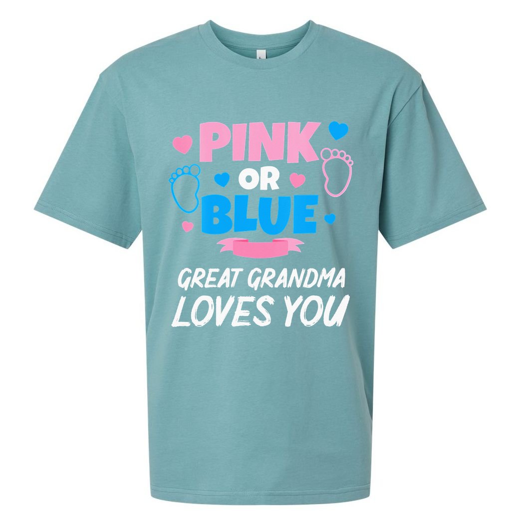 Pink Or Blue Great Grandma Loves You Baby Gender Reveal Sueded Cloud Jersey T-Shirt