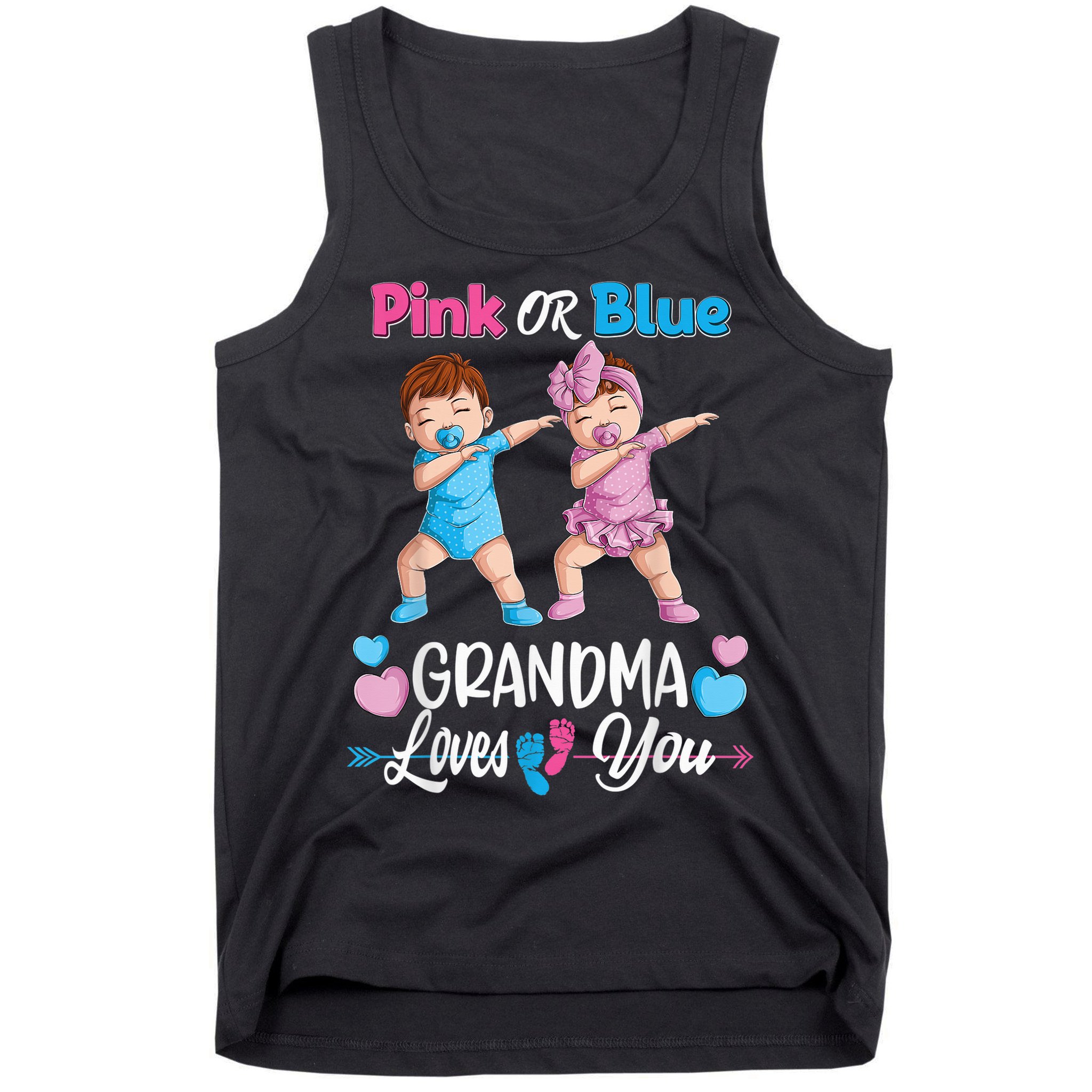 Pink Or Blue Grandma Loves You Baby Gender Reveal Party Tank Top