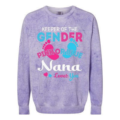 Pink or Blue Nana Loves You Gender Reveal Grandma Colorblast Crewneck Sweatshirt