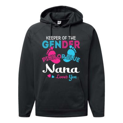 Pink or Blue Nana Loves You Gender Reveal Grandma Performance Fleece Hoodie