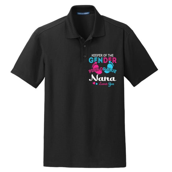 Pink or Blue Nana Loves You Gender Reveal Grandma Dry Zone Grid Polo