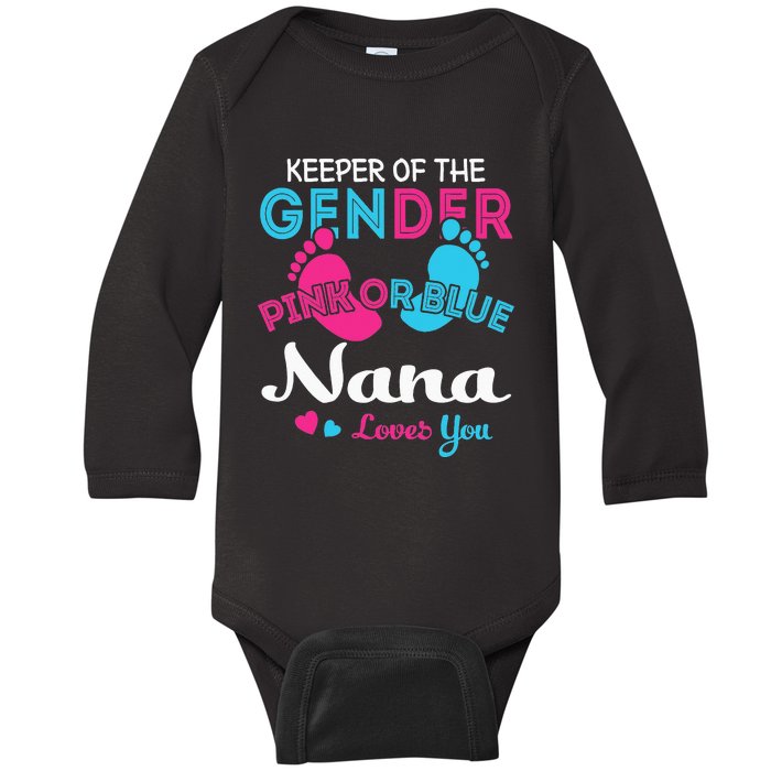 Pink or Blue Nana Loves You Gender Reveal Grandma Baby Long Sleeve Bodysuit