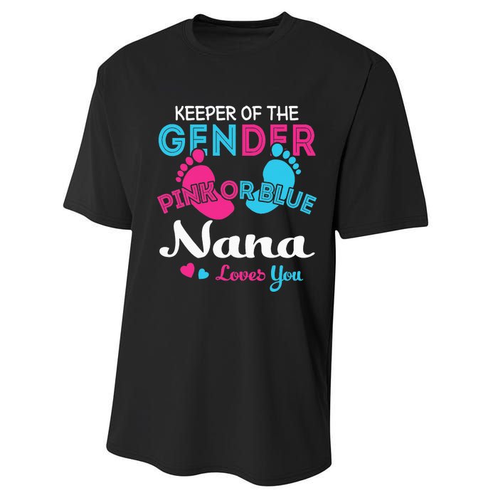 Pink or Blue Nana Loves You Gender Reveal Grandma Performance Sprint T-Shirt